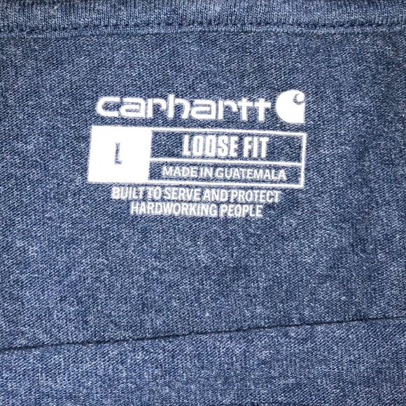 Carhartt Mens Work T-Shirt Laarge Loose Fit Logo Graphic Tee Short Sleeve Blue - Picture 3 of 8